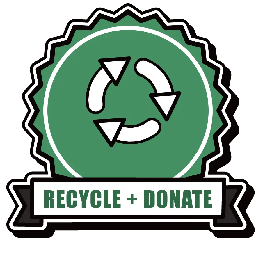 Recycle and donate badge with a recycling symbol